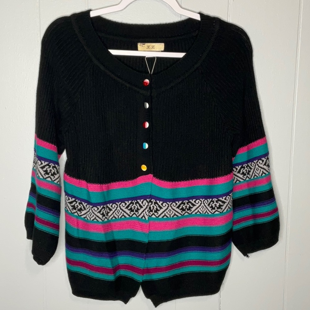 Ke ke Wool Colorful cardigan Sz M